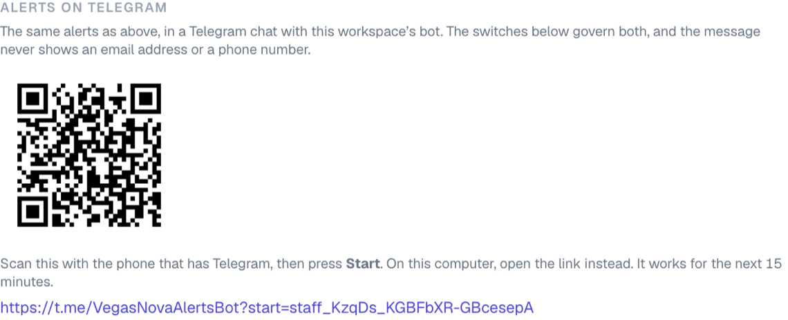The square code and the link, both good for fifteen minutes